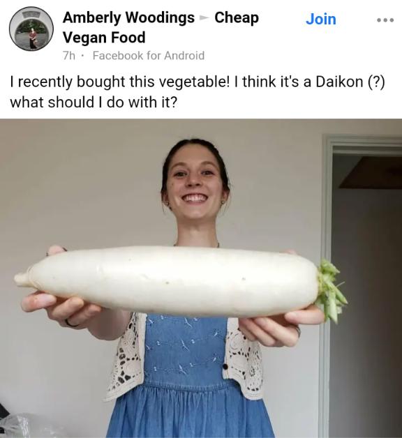 Amberly Woodings Cheap Join Vegan Food recently bought this vegetable think its a Daikon what should I do with it