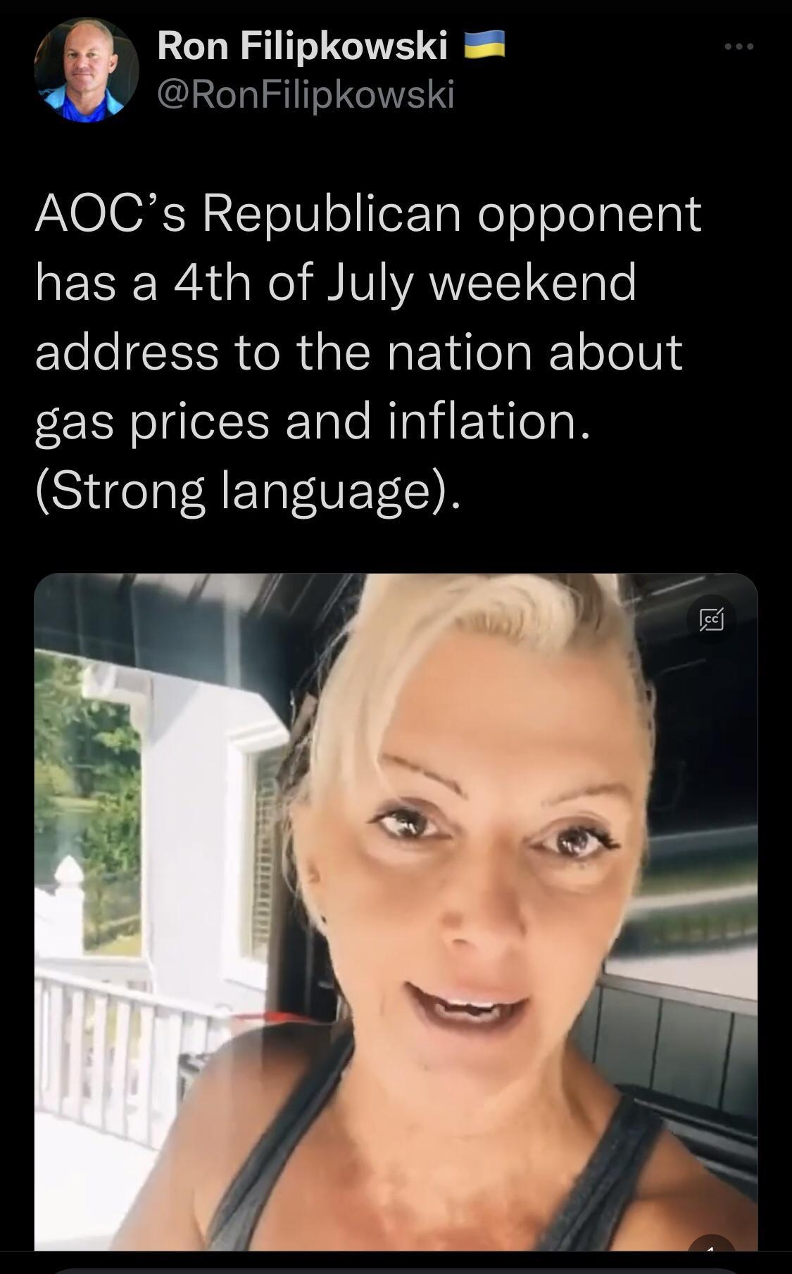 Ron Filipkowski v RonFilipkowski AOCs Republican opponent has a 4th of July weekend address to the nation about gas prices and inflation Strong language