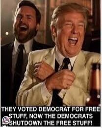 THEY VOTED DEMOCRAT FOR FREE STUFF, NOW THE DEMOCRATS SHUTDOWN THE FREE STUFF!