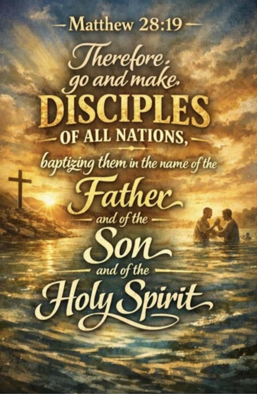 Matthew 28:19 - Therefore, go and make DISCIPLES OF ALL NATIONS, baptizing them in the name of the Father and of the Son and of the Holy Spirit