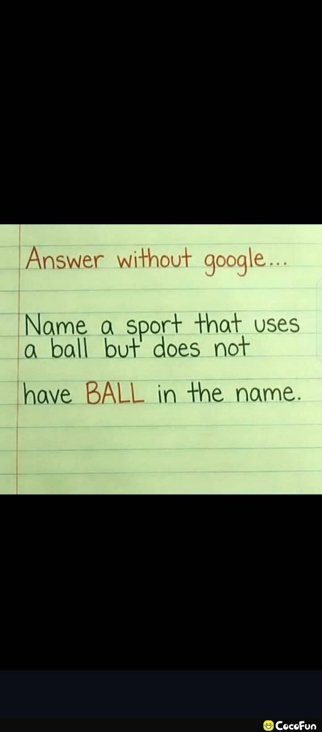 Answer without google... Name a sport that uses a ball but does not have BALL in the name.