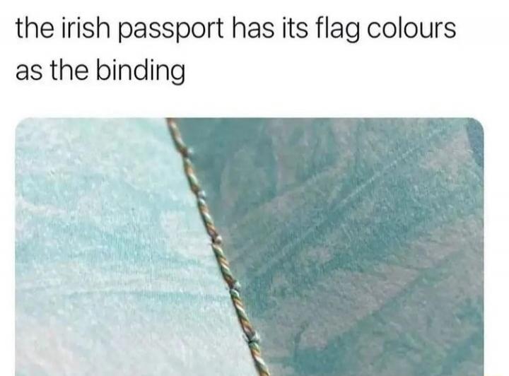 the irish passport has its flag colours as the binding