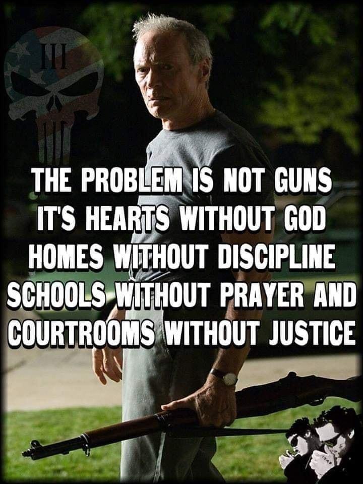 THE PHOBLIEMIS NOT GUNS ITS HEMijS WITHOUT GOD HOMES WITHOUT DISCIPLINE SGHBDLS WITHOUT PRAYER AND GUURTROUM WITHOIIT JUSTICE il n