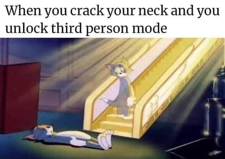 When you crack your neck and you unlock third person mode
