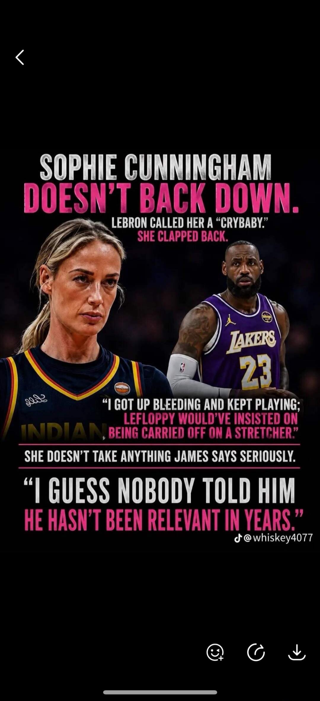 SOPHIE CUNNINGHAM DOESN'T BACK DOWN. LEBRON CALLED HER A 