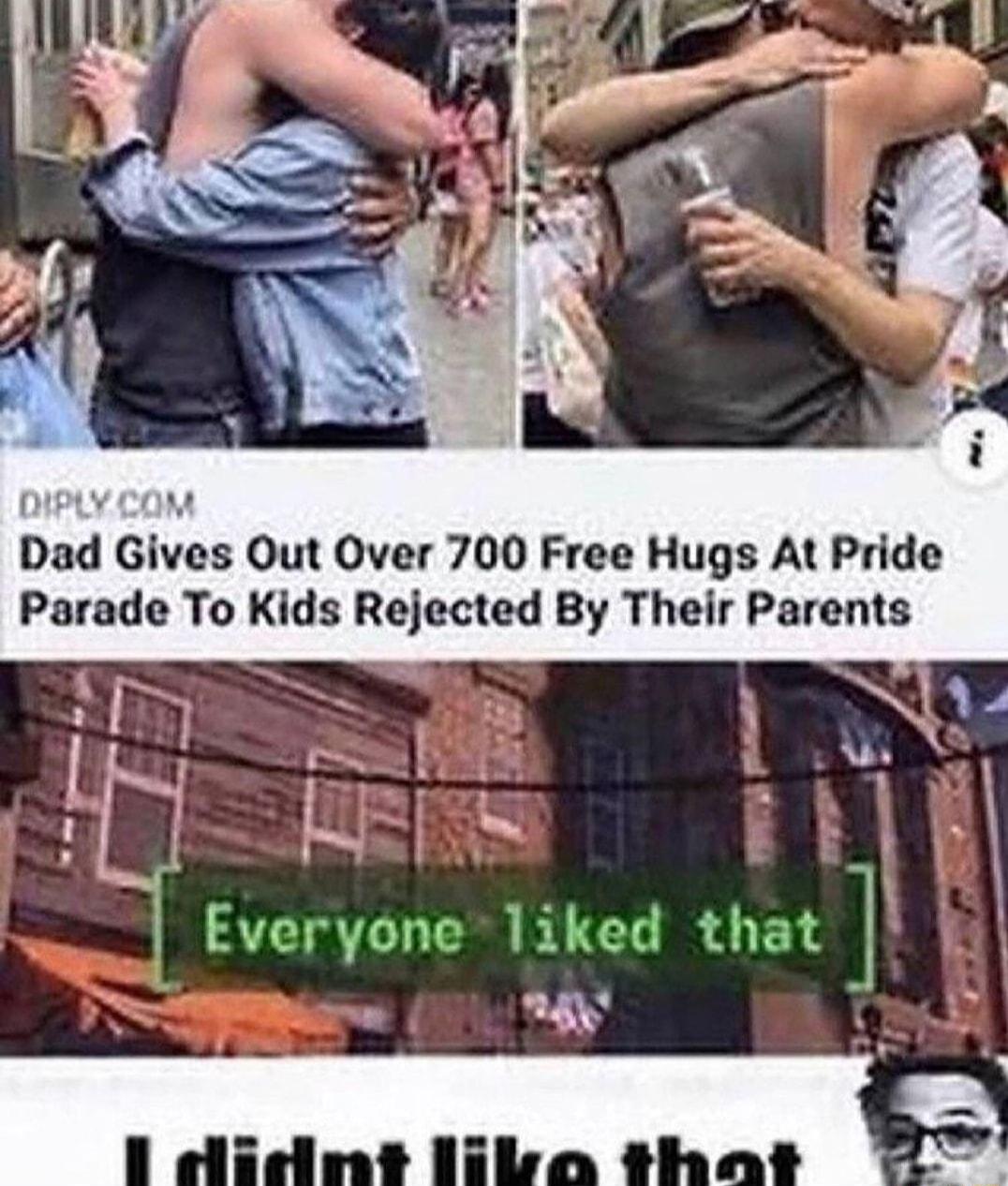 i v DIy Dad Gives Out Over 700 Free Hugs At Pride Parade To Kids Rejected By Their Parents