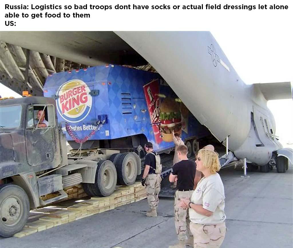 Russia Logistics so bad troops dont have socks or actual field dressings let alone able to got food to thom