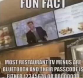 FUNTHUI e MOST RESTAURANT TV muusm 14 BLUETOOTH AND THEIR PASSCODE IS HIHER 12245618 R aadhnndll