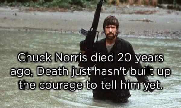 Chuck Norris died 20 years ago, Death just hasn't built up the courage to tell him yet.