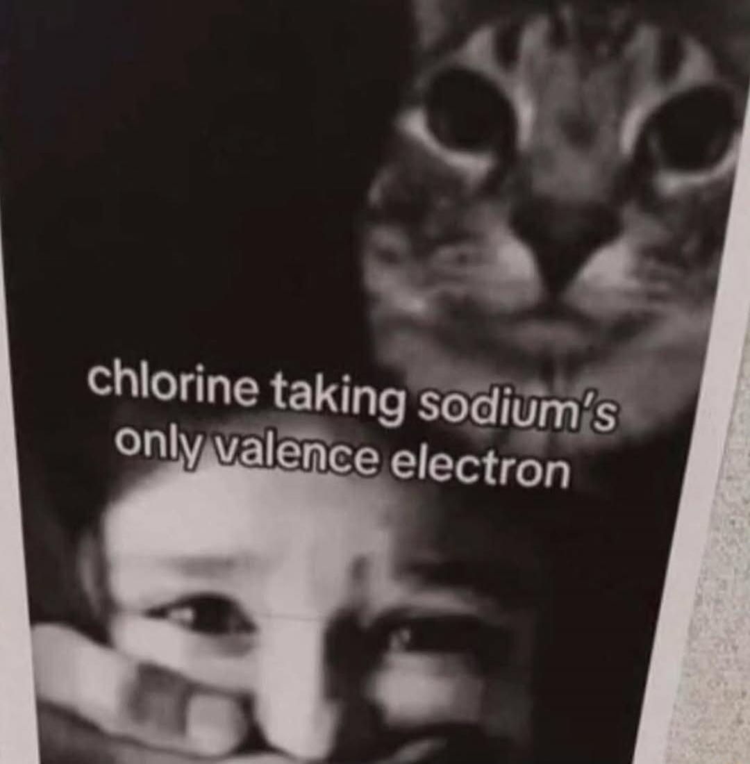 chlorine taking sodium's only valence electron