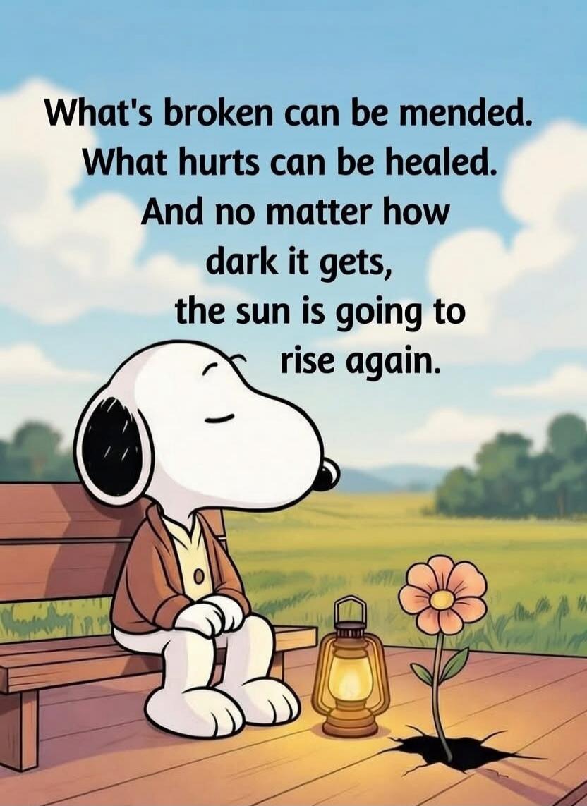 What's broken can be mended. What hurts can be healed. And no matter how dark it gets, the sun is going to rise again.