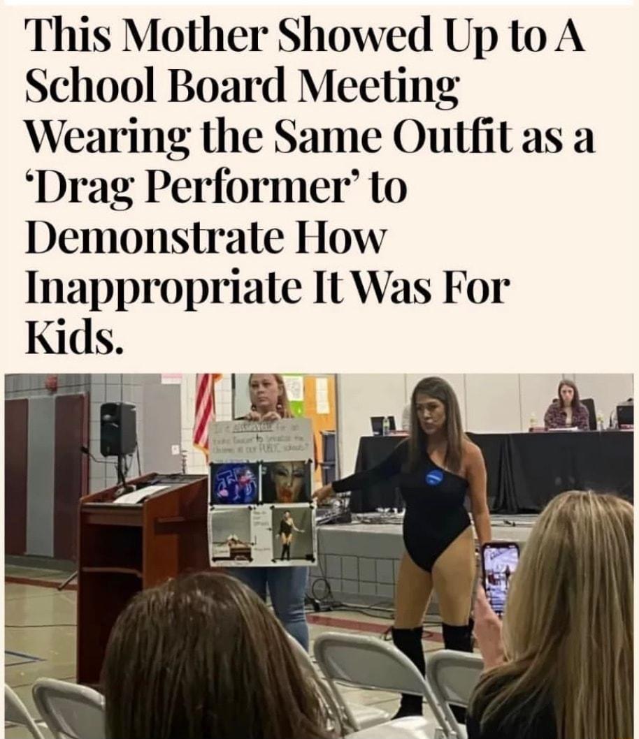 This Mother Showed Up to A School Board Meeting Wearing the Same Outfit as a Drag Performer to Demonstrate How Inappropriate It Was For Kids