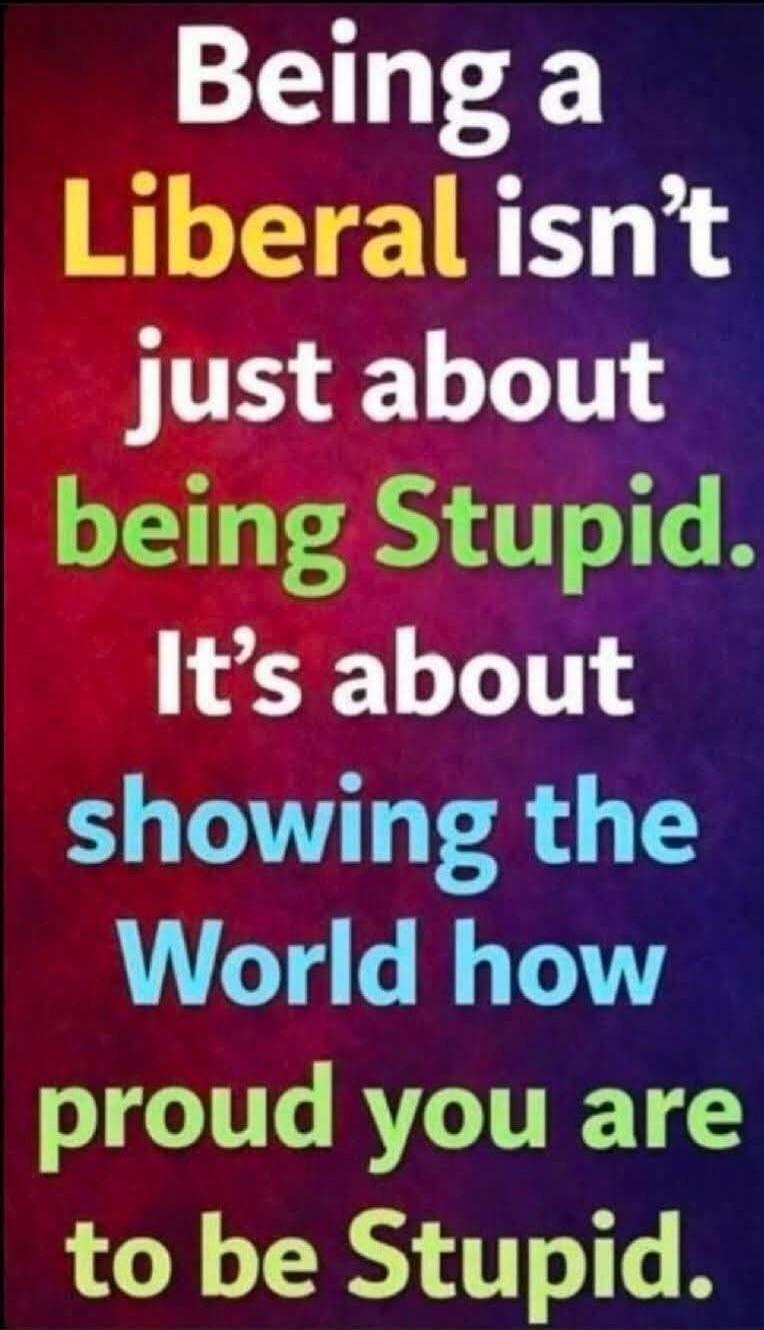 Being a Liberal isn't just about being Stupid. It's about showing the World how proud you are to be Stupid.