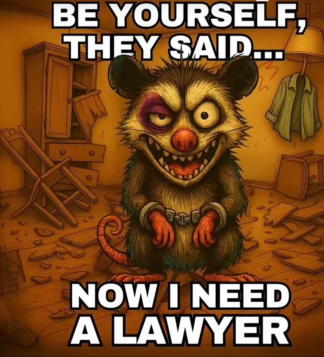 BE YOURSELF, THEY SAID... NOW I NEED A LAWYER