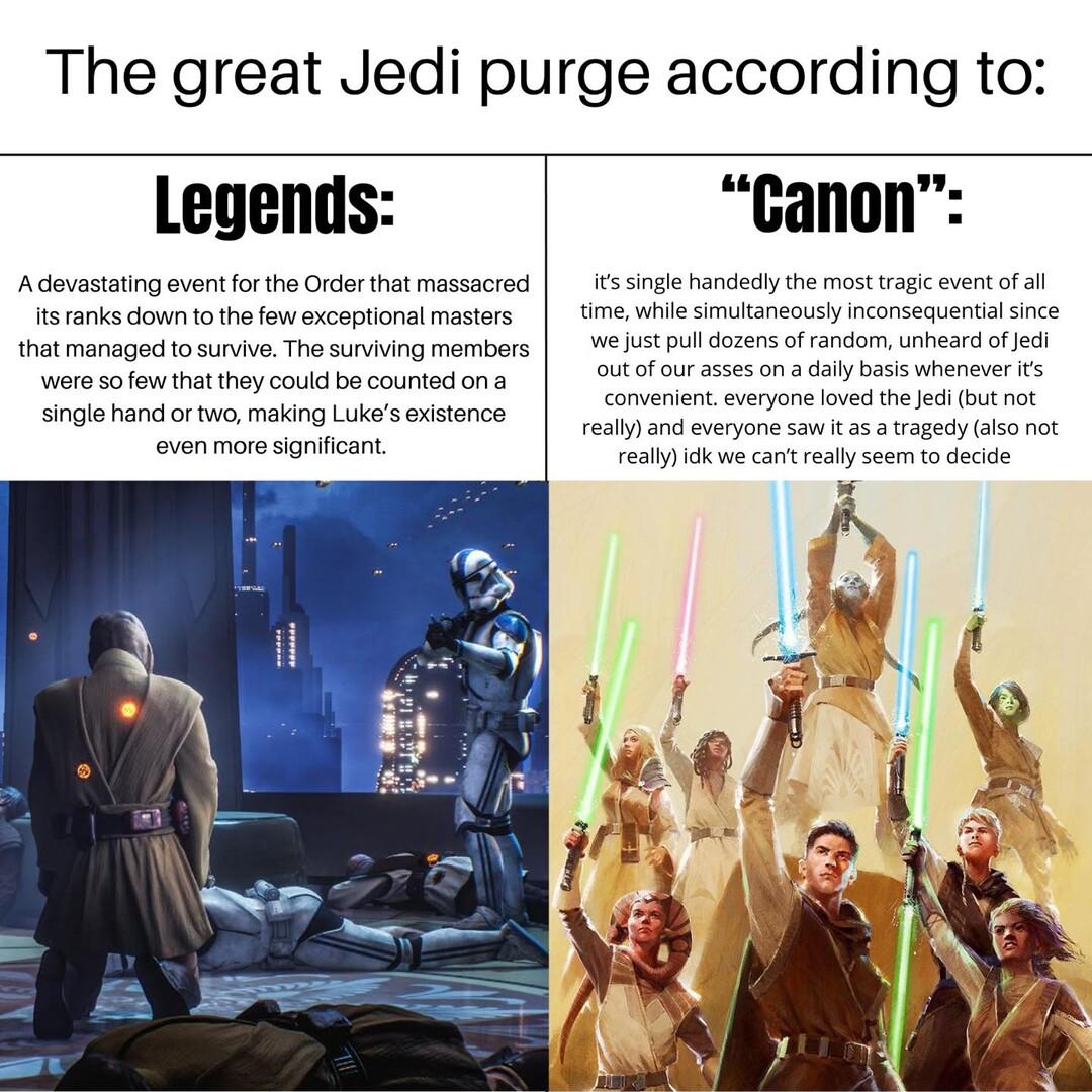 The great Jedi purge according to Legends Canon