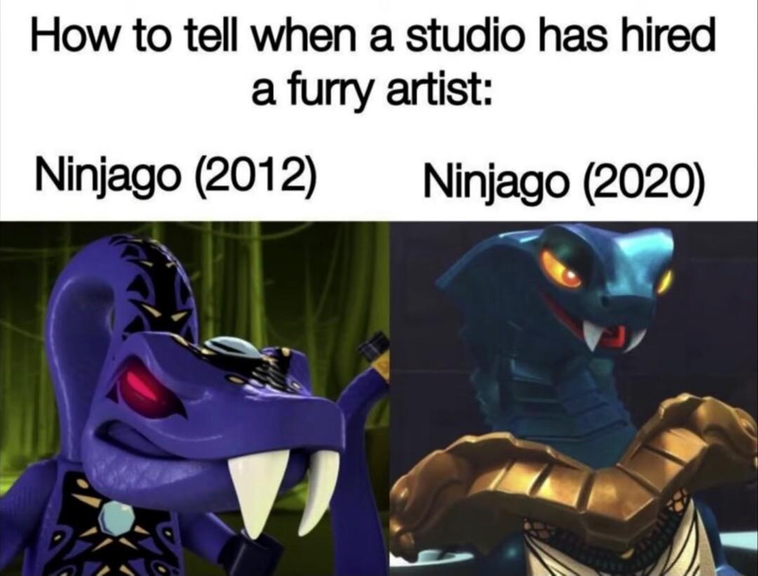 How to tell when a studio has hired a furry artist Ninjago 2012 Ninjago 2020