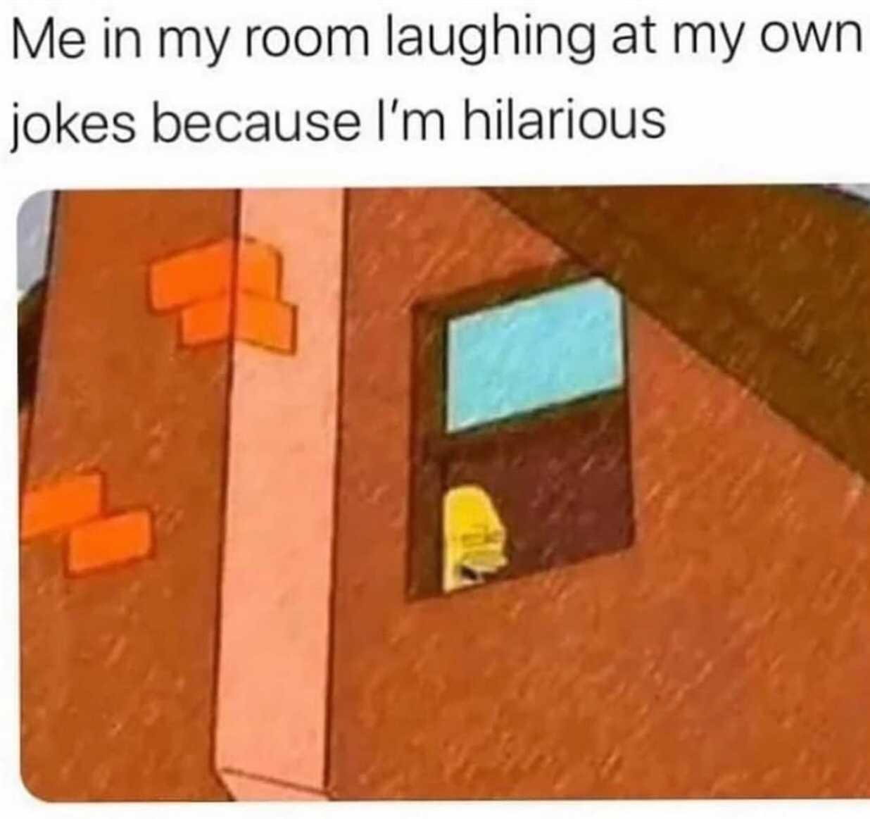 Me in my room laughing at my own jokes because Im hilarious