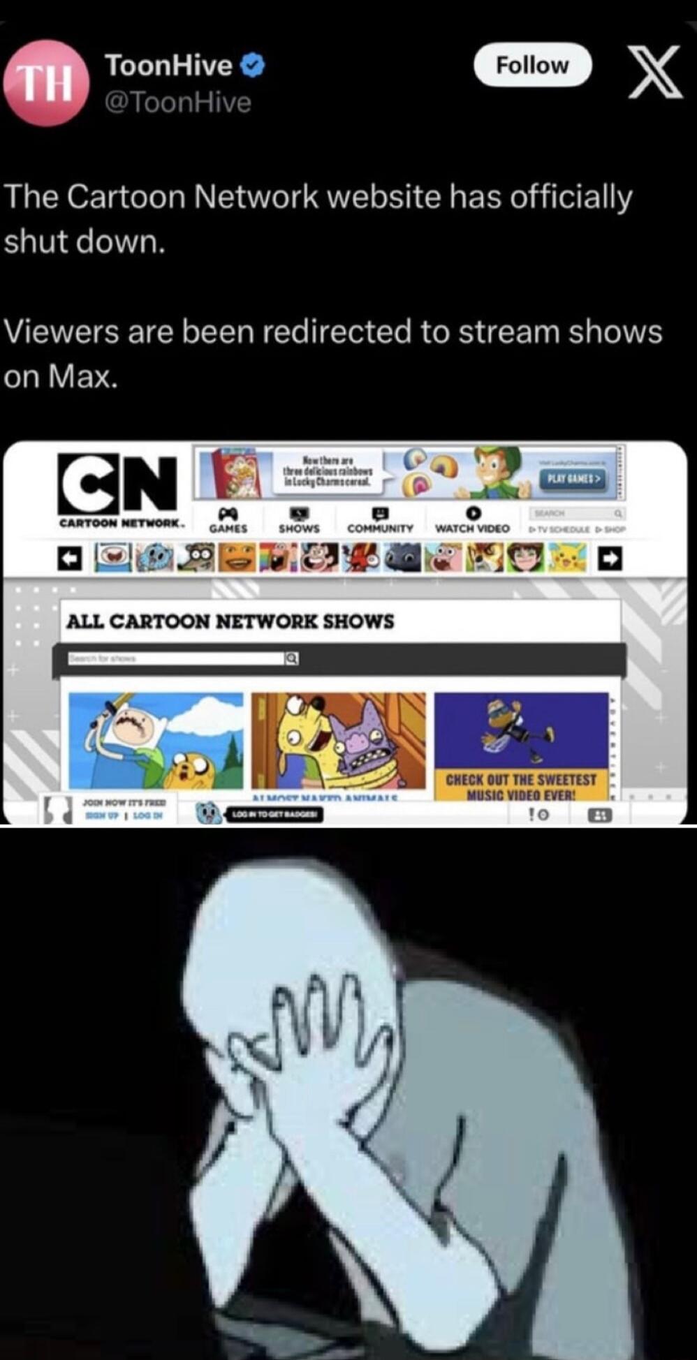 ToonHive X The Cartoon Network website has officially shut down Viewers are been redirected to stream shows LRVEYS