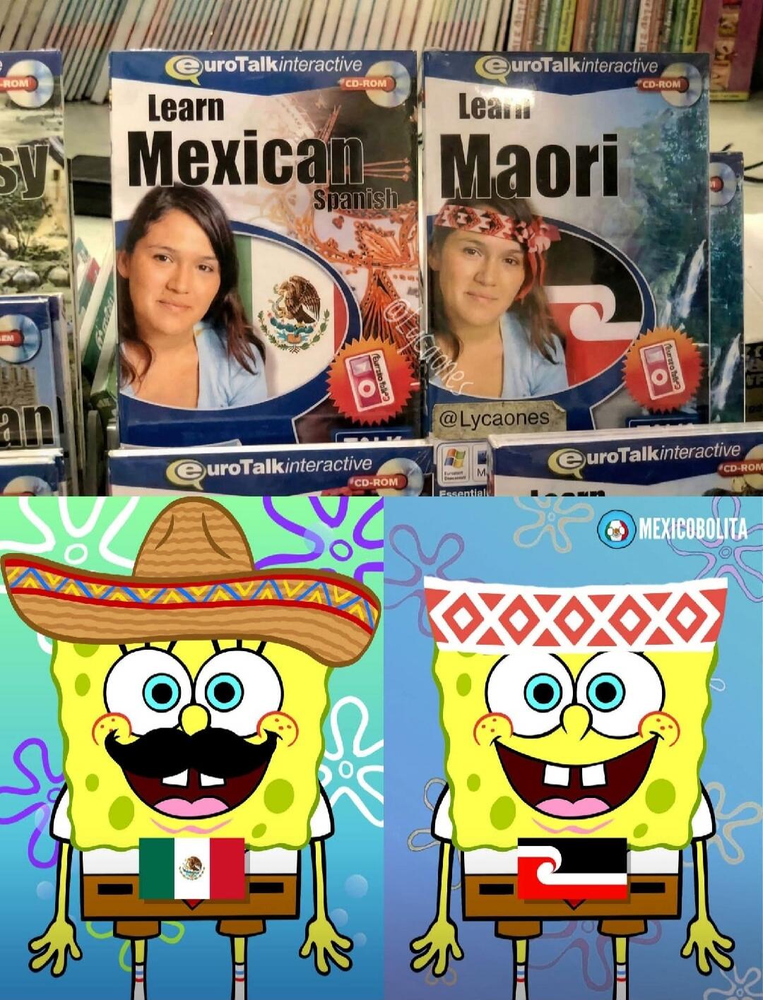 Learn Mexican Spanish
Learn Maori
SpongeBob characters in colorful designs
EURO TALK interactive
MexicoBolita