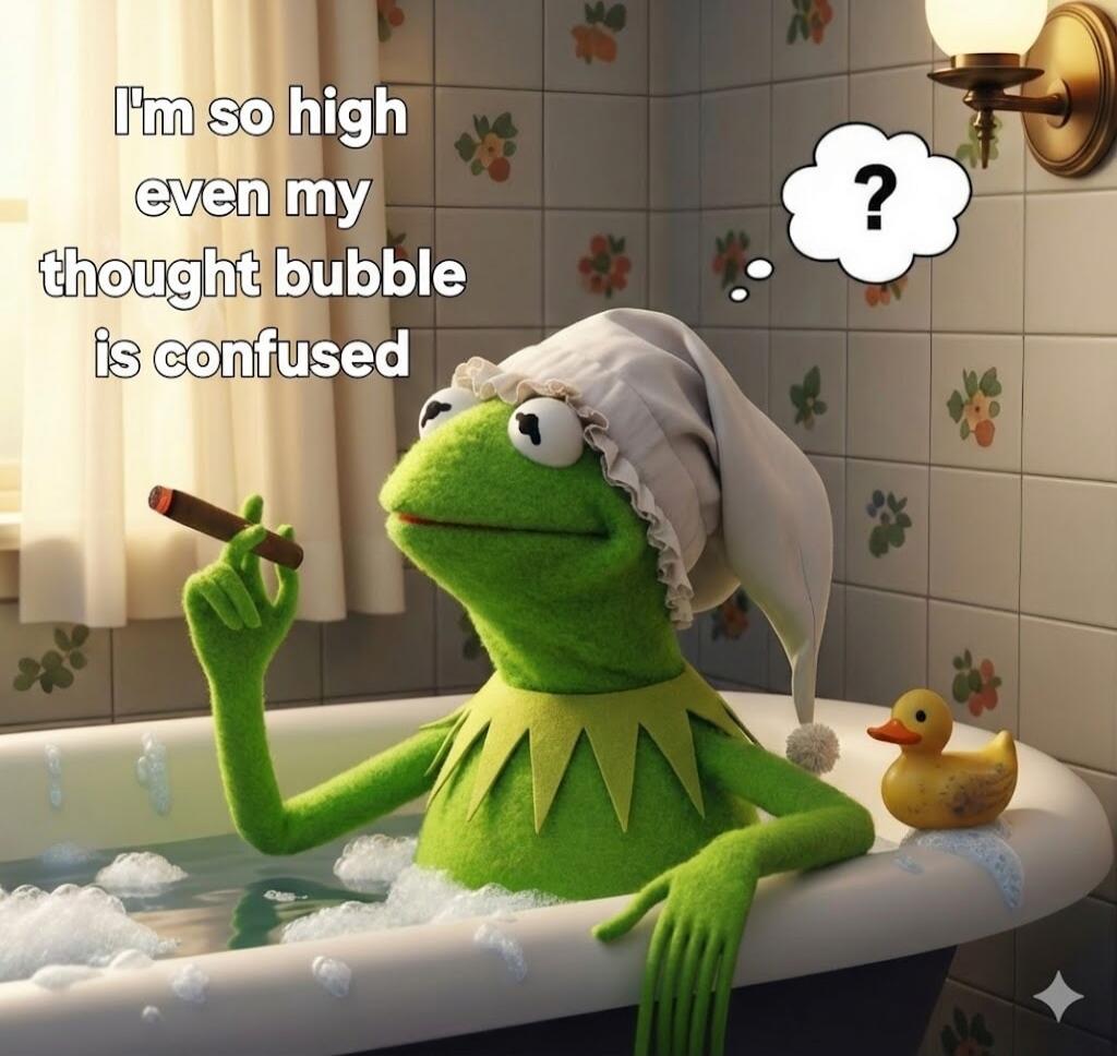 I'm so high even my thought bubble is confused