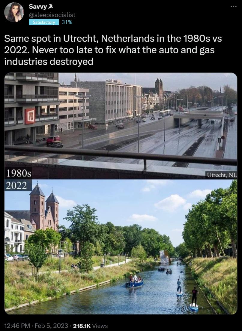 19 Savvy 2 UV i Same spot in Utrecht Netherlands in the 1980s vs 2022 Never too late to fix what the auto and gas industries destroyed