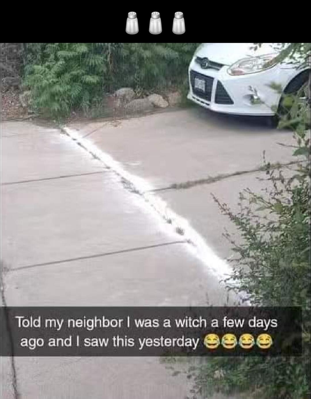 Told my neighbor was a witch a few days ago and saw this yesterday S S