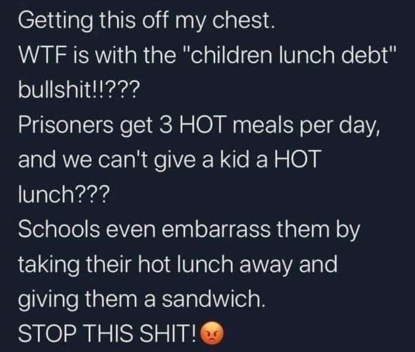 Getting this off my chest AR Rl RiallyelallleTaN ValelaNe o m bullshit Prisoners get 3 HOT meals per day Elalo AW No I ah e VER N e K N o G2 N Vglel aarels NSiealelol Y V RTaal o ETE R aleTa e R o el aleRiallIgalo1 8l VaTel s REVIZ VA Tn o e VilaleRtalIns R Tale iTel o STOP THIS SHIT