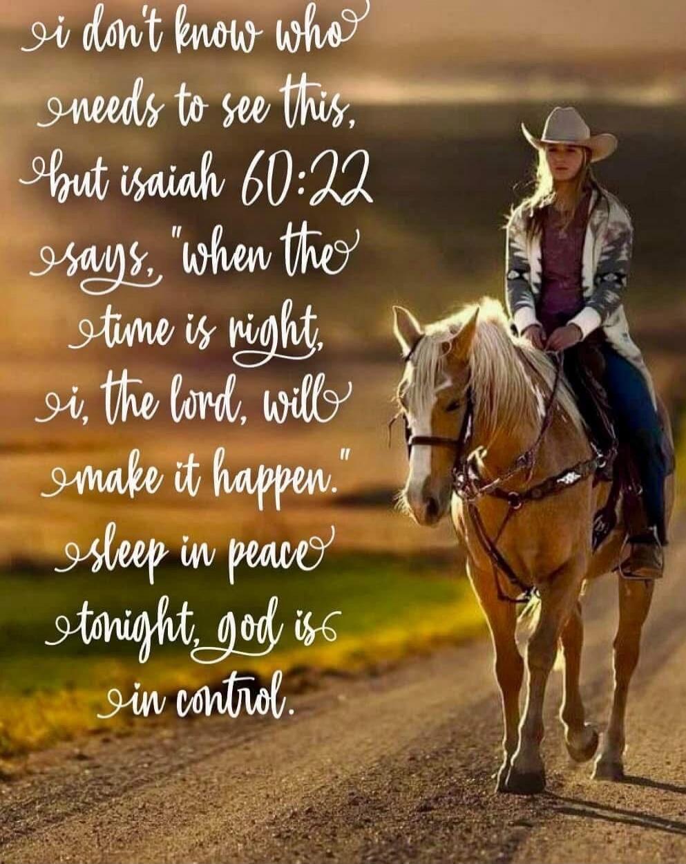 if i don't know who needs to see this, but isaiah 60:22 says, 'when the time is night, the lord, will make it happen.' sleep in peace tonight, god is in control.