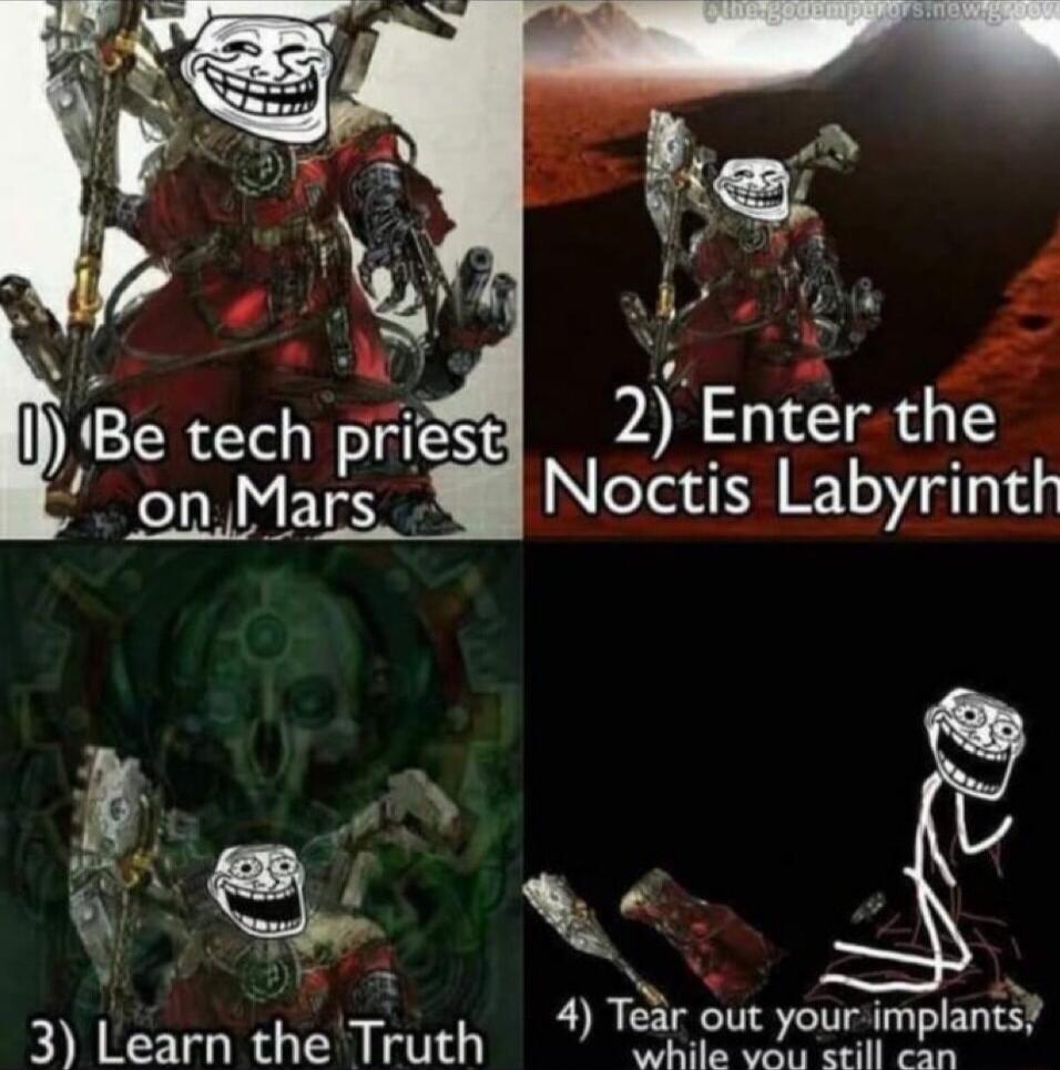 PAR IR TS Noctis Labyrinth 4 W Be tech priest L on Mars 35 i 4 Tor out yourimplants 3 Learn the Truth SO OCK Yo ip