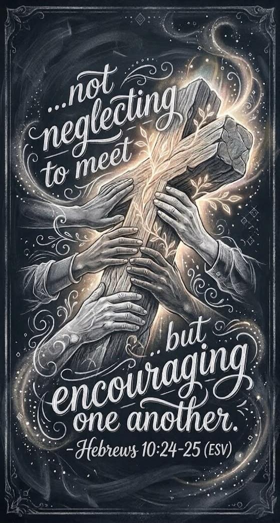 ...not neglecting to meet but encouraging one another. - Hebrews 10:24-25 (ESV)