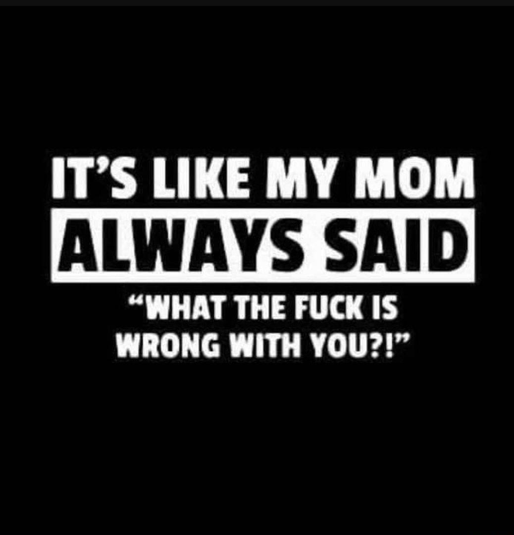 ITS LIKE MY MOM ALWAYS SAID WHAT THE FUCK IS WRONG WITH YOU