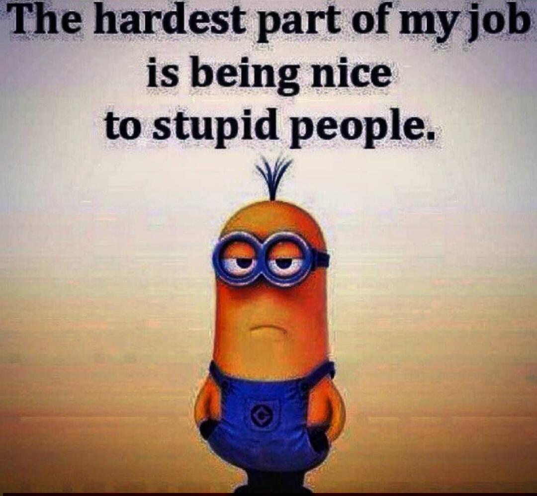 The hardest part of my job is being nice to stupid people.
