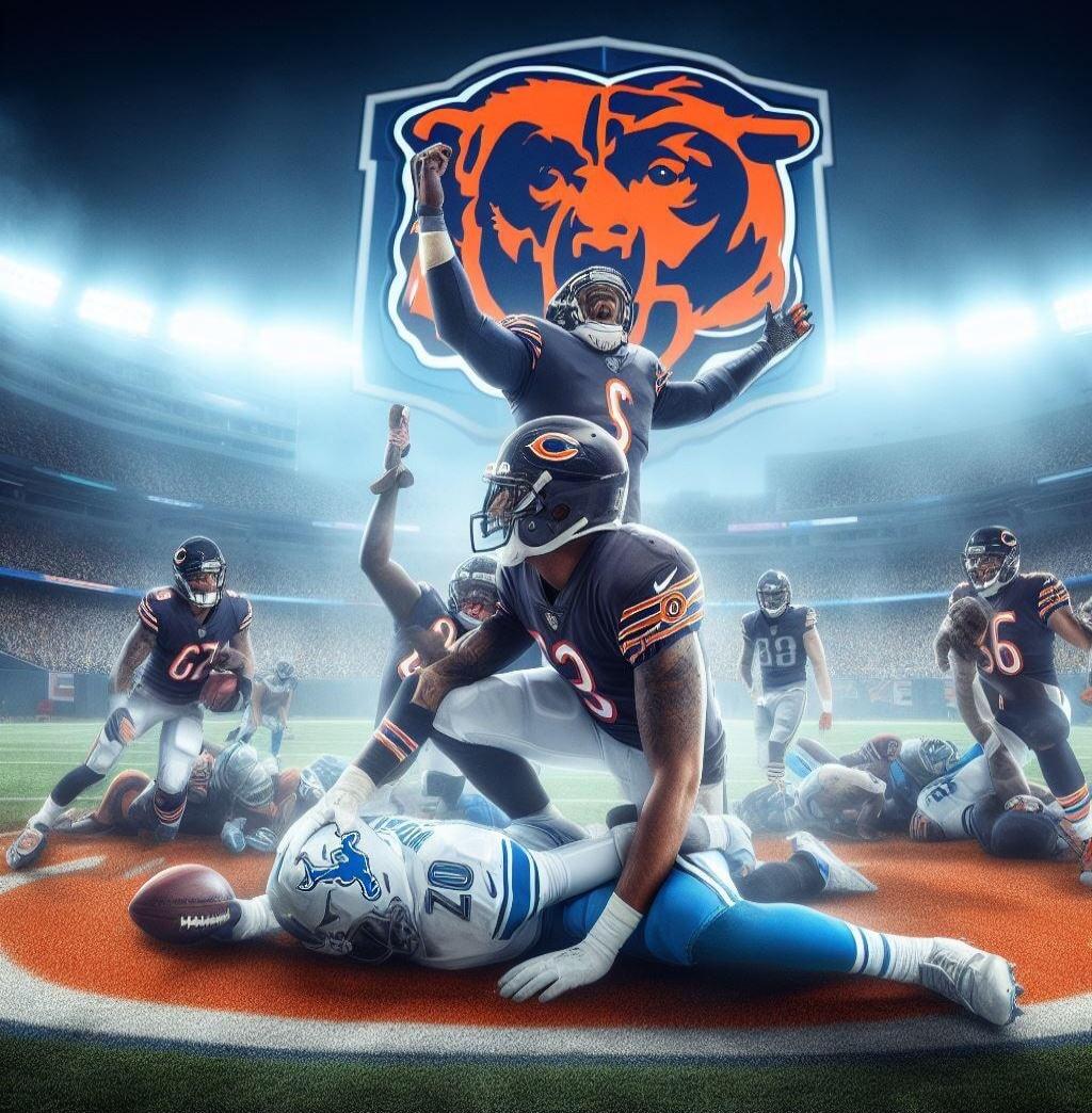 American football players celebrating a victory on the field.