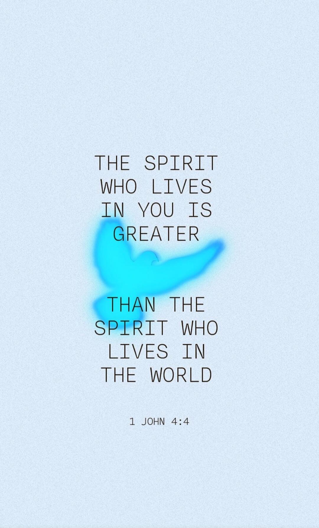 THE SPIRIT WHO LIVES IN YOU IS GREATER THAN THE SPIRIT WHO LIVES IN THE WORLD 1 JOHN 4:4