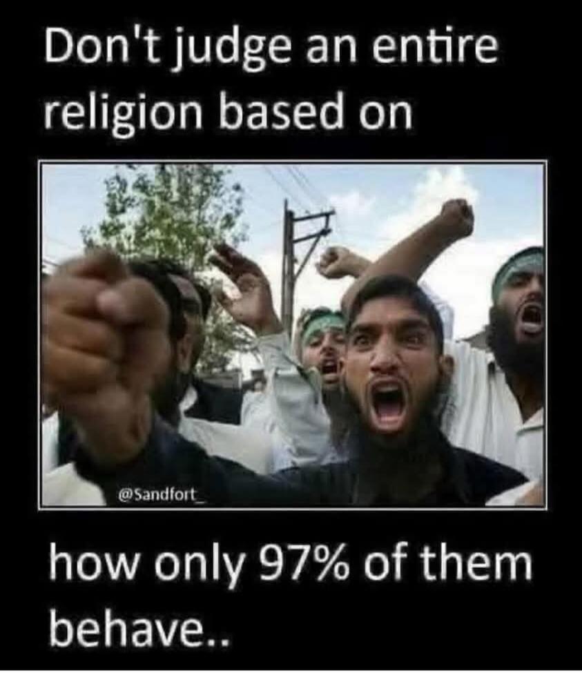 Don't judge an entire religion based on how only 97% of them behave..