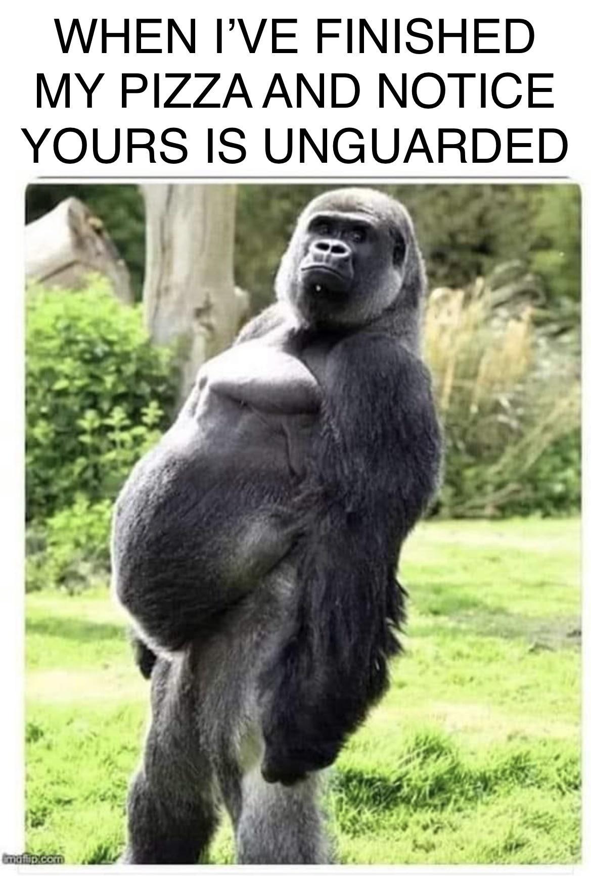 WHEN IVE FINISHED MY PIZZA AND NOTICE YOURS IS UNGUARDED