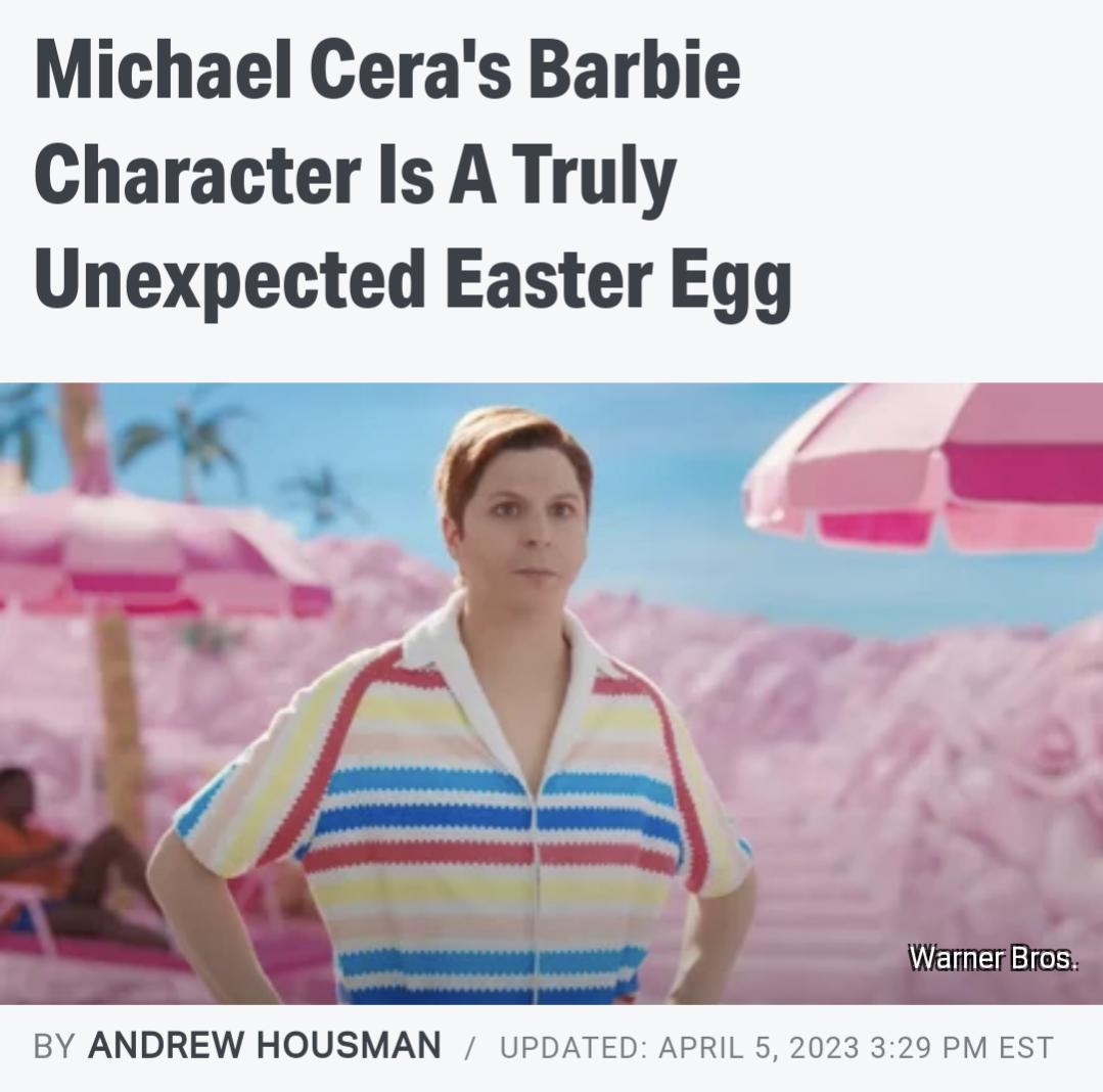 Michael Ceras Barbie Character Is A Truly Unexpected Easter Egg BY ANDREW HOUSMAN UPDATED APRIL 5 2023 329 PM EST
