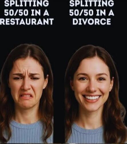 SPLITTING 50/50 IN A RESTAURANT

SPLITTING 50/50 IN A DIVORCE