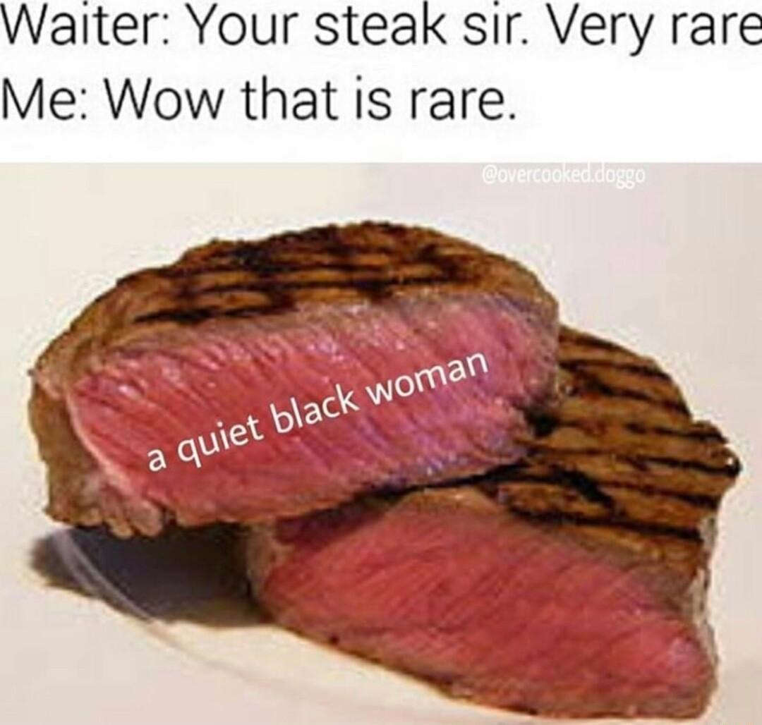 Walter Your steak sir Very rare Me Wow that is rare