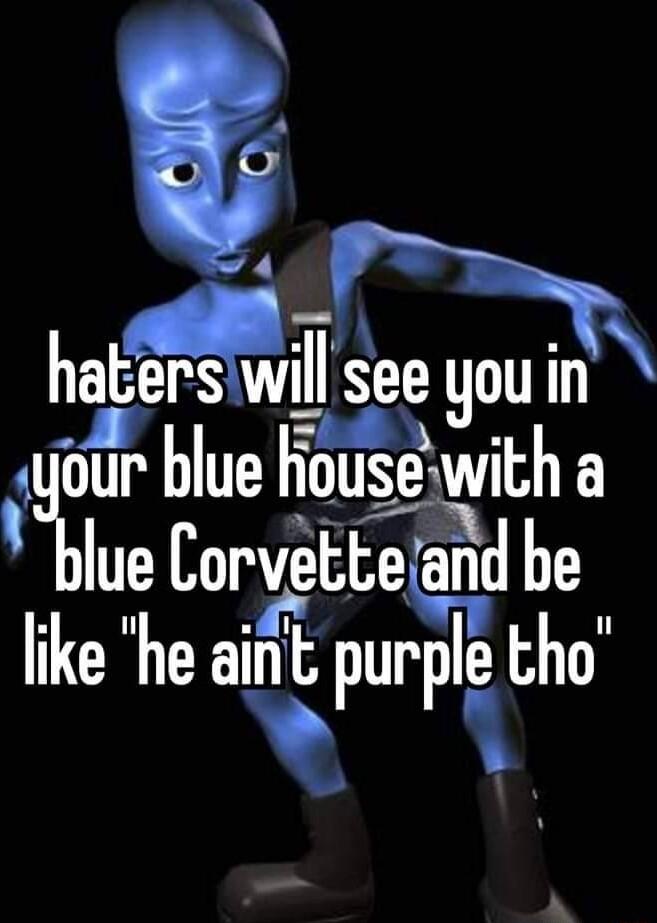 halgwm our iur blue house WIh a blue Eorvelle toand be ke he aifit purpli A
