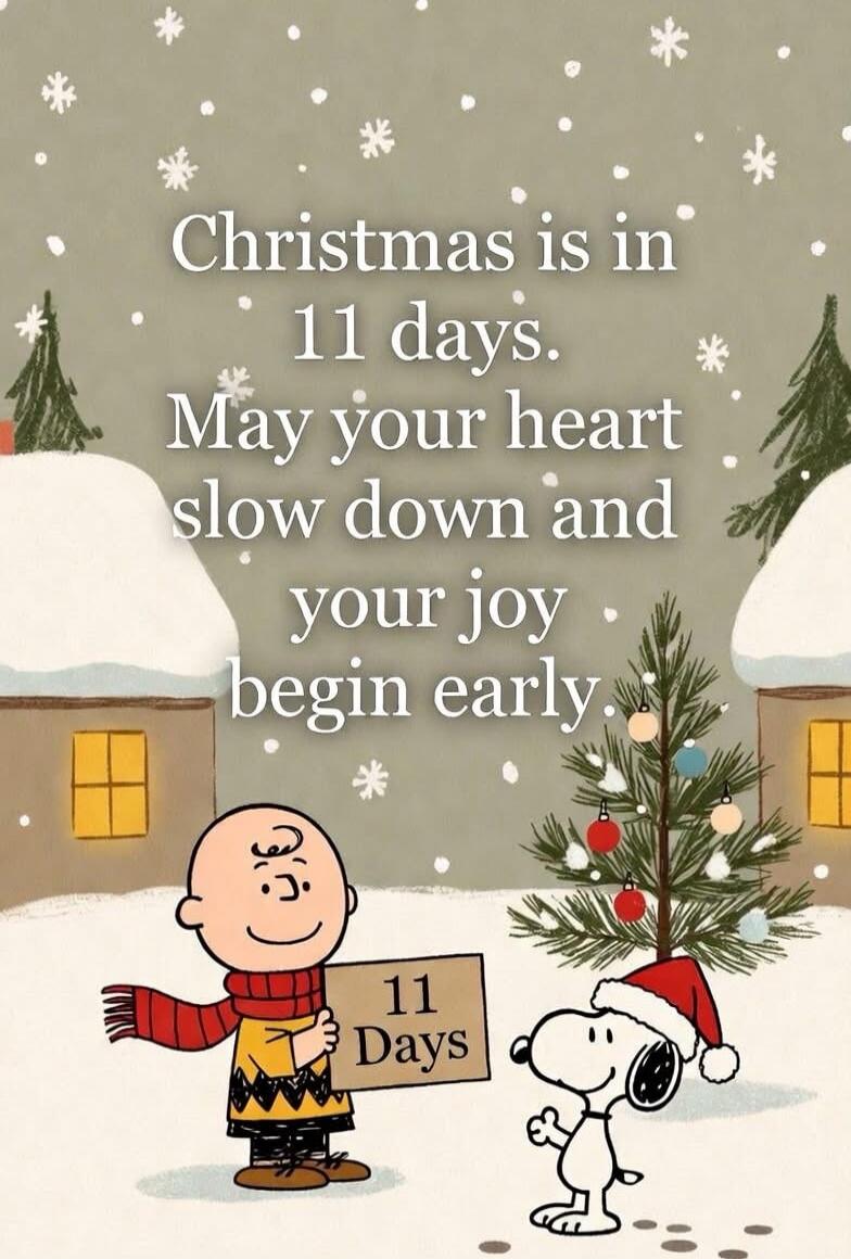 Christmas is in 11 days.
May your heart slow down and your joy begin early.