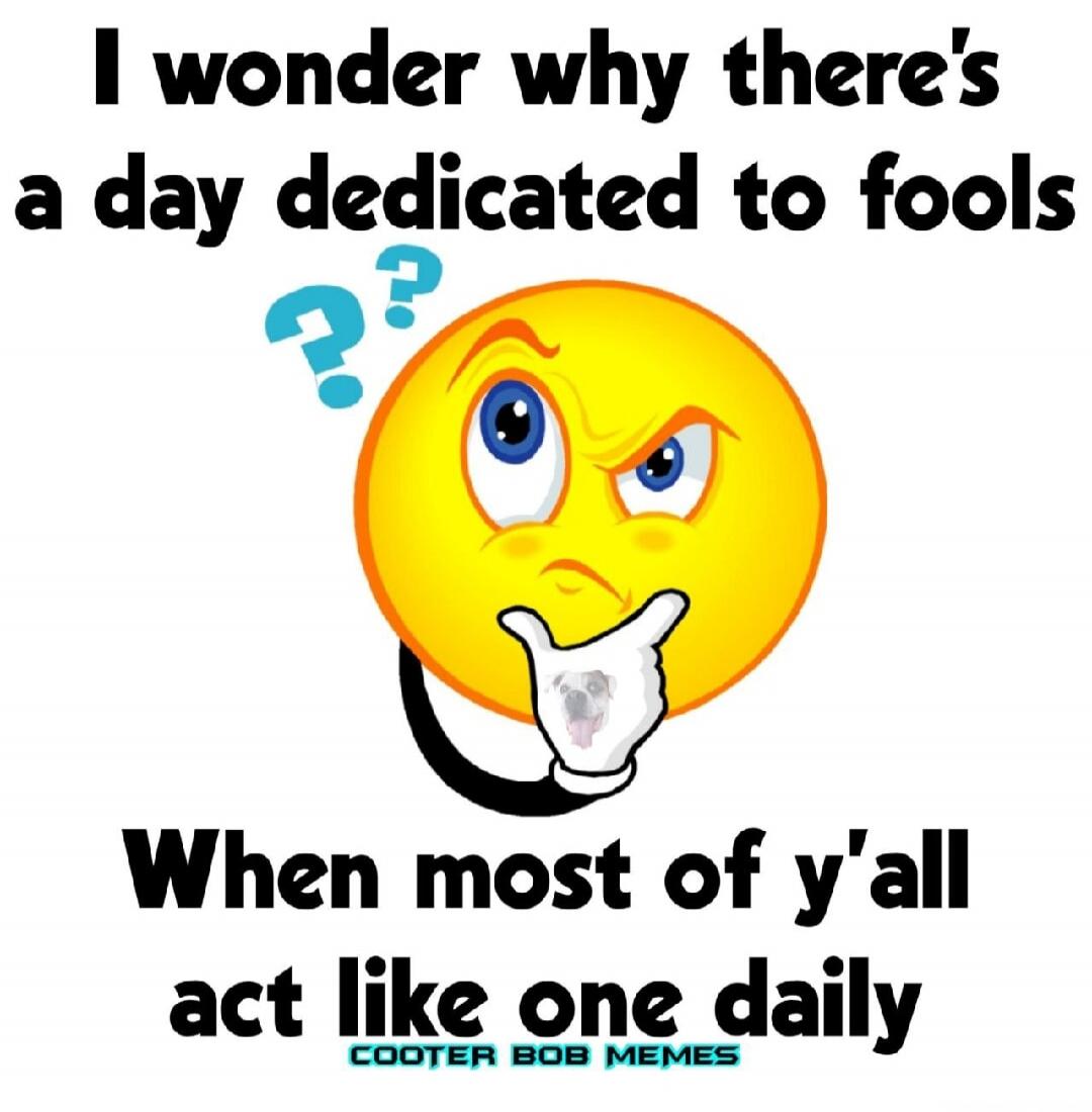 I wonder why there's a day dedicated to fools When most of y'all act like one daily COOTER BOB MEMES