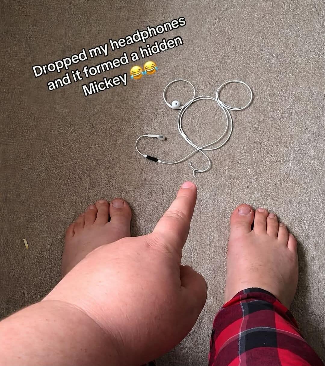 Dropped my headphones and it formed a hidden Mickey 😂😂