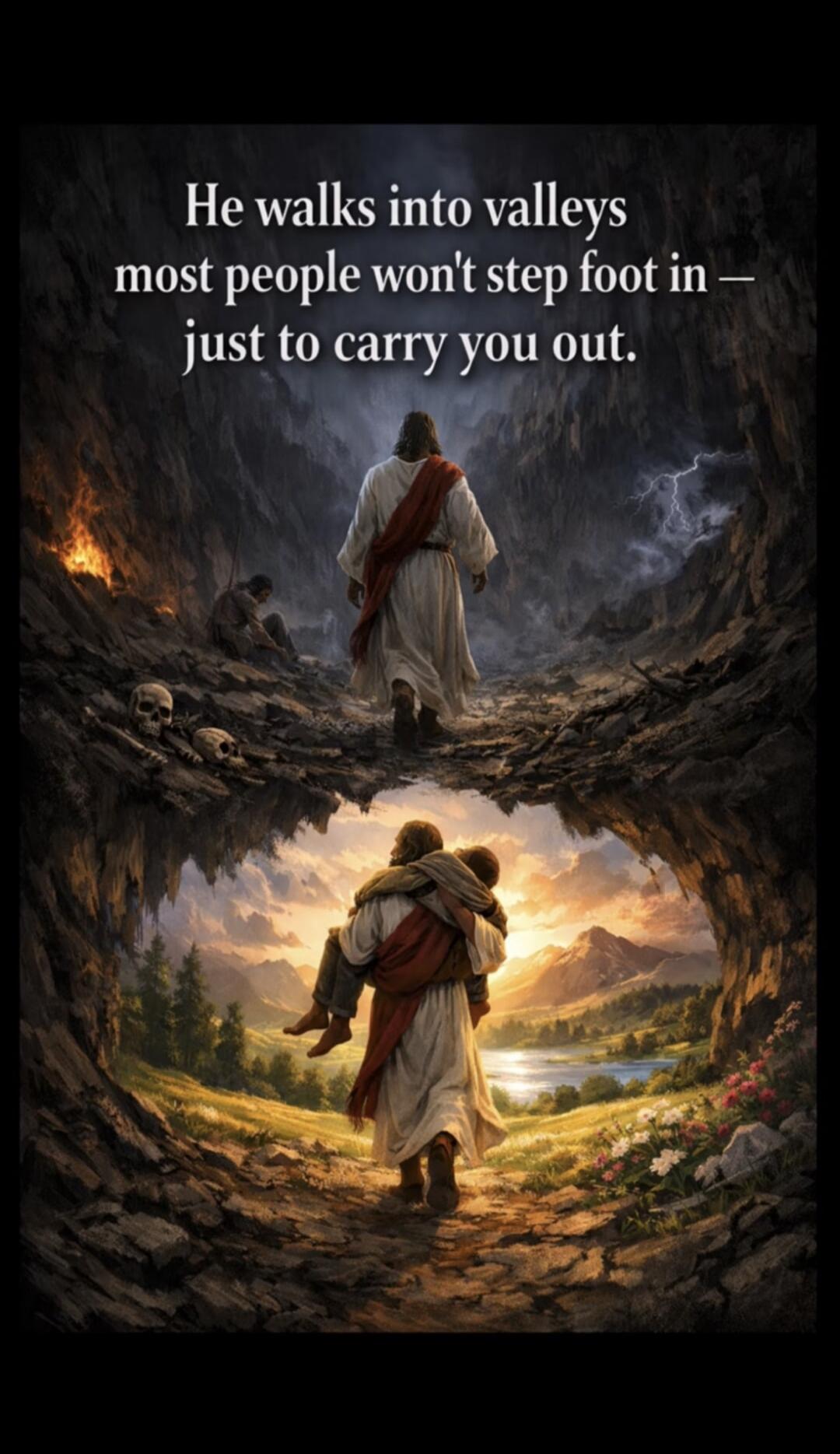 He walks into valleys most people won't step foot in - just to carry you out.