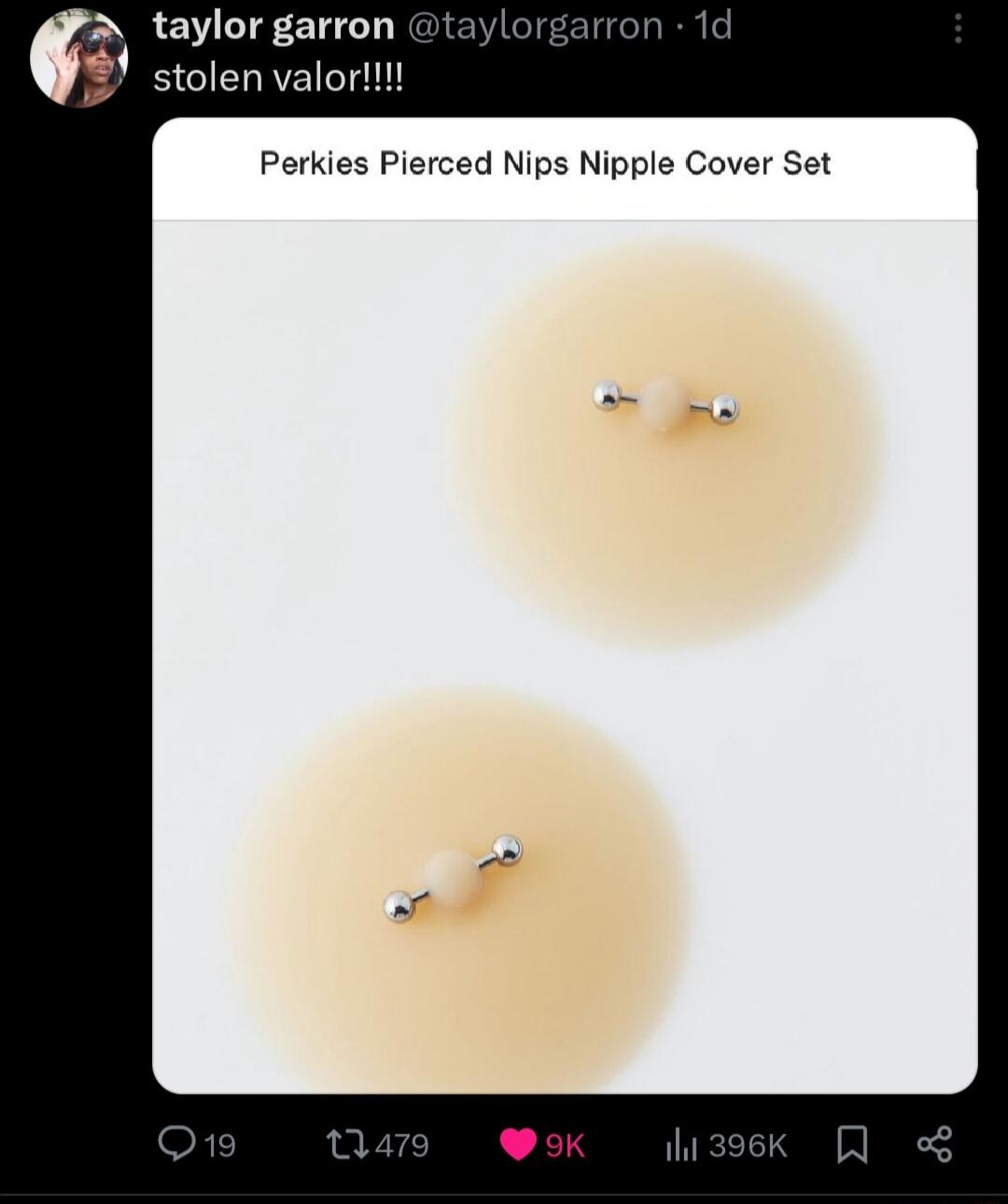 A taylor garron t 19 stolen valof Perkies Pierced Nips Nipple Cover Set