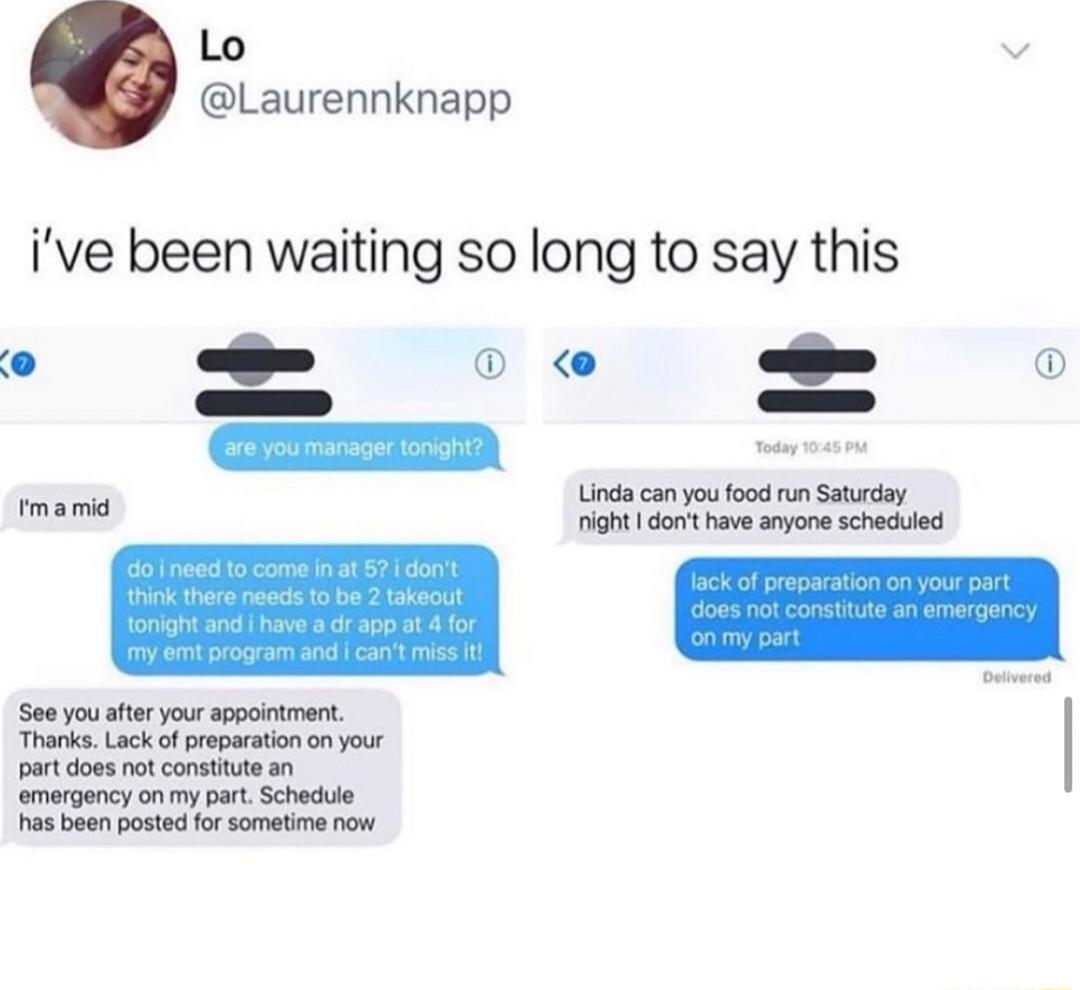 Lo Laurennknapp ive been waiting so long to say this o