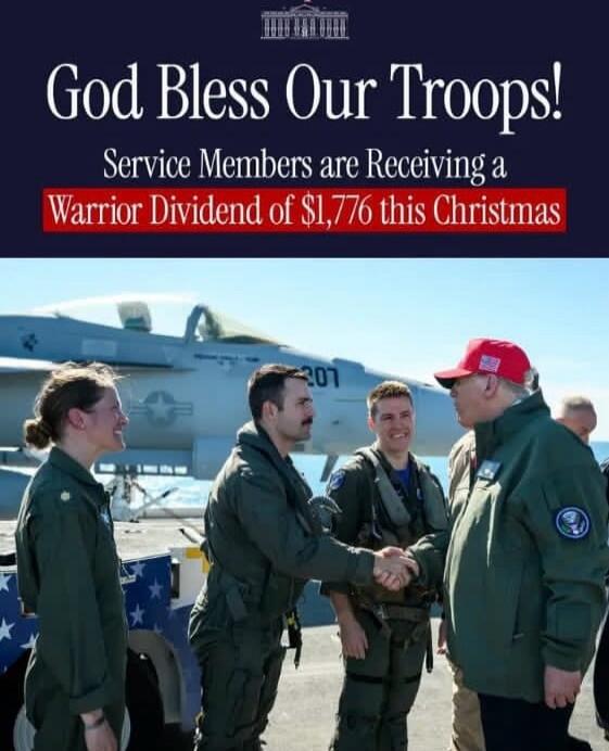 God Bless Our Troops! Service Members are Receiving a Warrior Dividend of $1,776 this Christmas