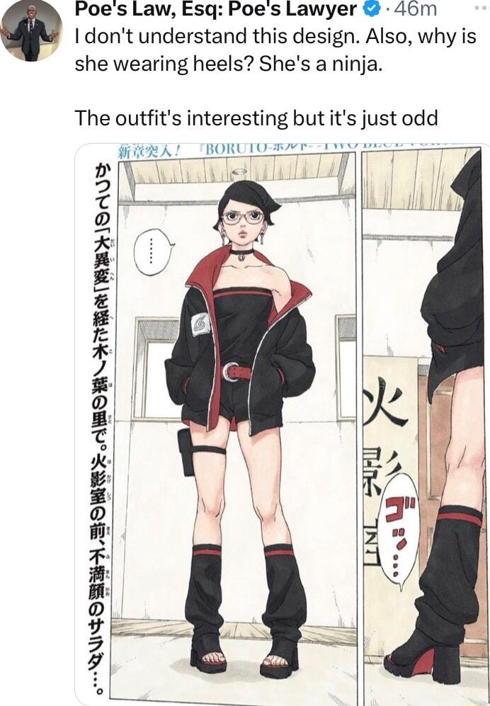 Poes Law Esq Poes Lawyer 40m I dont understand this design Also why is she wearing heels Shes a ninja Pal Z1y Z 2 E p o NI O BOME