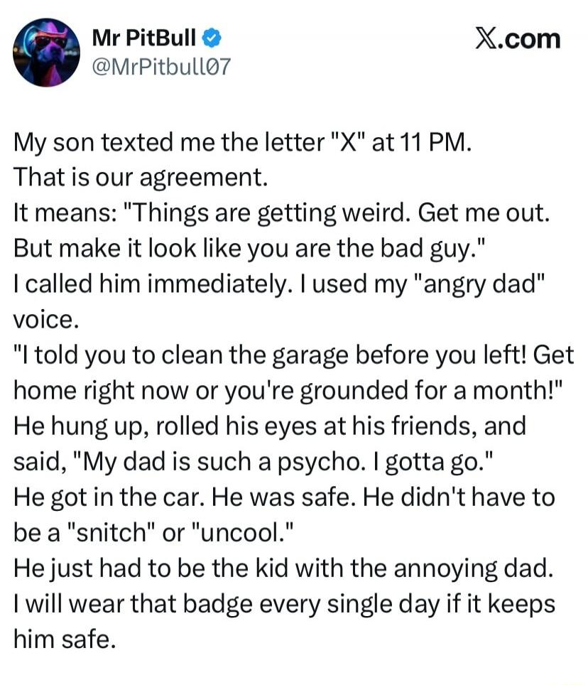 My son texted me the letter 