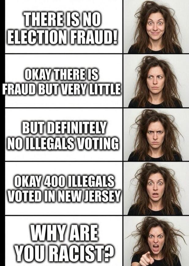 THERE IS NO ELECTION FRAUD! OKAY THERE IS FRAUD BUT VERY LITTLE BUT DEFINITELY NO ILLEGALS VOTING OKAY 400 ILLEGALS VOTED IN NEW JERSEY WHY ARE YOU RACIST?